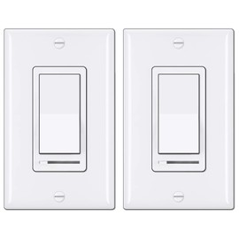 BESTTEN 2 Pack Dimmer Light Switch, Universal Lighting Control, Single Pole or 3 Way, Compatible with LED Dimmable Lamp, CFL, Incandescent, Halogen Bulb, Decorator Wallplate Included, UL Listed, White