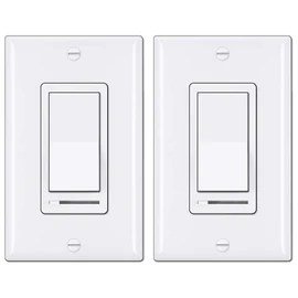 BESTTEN 2 Pack Dimmer Light Switch, Universal Lighting Control, Single Pole or 3 Way, Compatible with LED Dimmable Lamp, CFL, Incandescent, Halogen Bulb, Decorator Wallplate Included, UL Listed, White