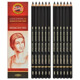 Koh-i-noor Gioconda Negro Aquarelle - 12 Water Soluble Graphite Pencils 6B. 8800