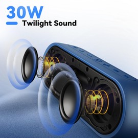 Tribit Portable Bluetooth Speaker XSound Plus 2, Wireless Speaker 30W with XBass, IPX7 Waterproof, 24-Hour Playtime, Stereo Sound, Built-in Mic, Bluetooth 5.3 for Party, Car, Travel(Blue)