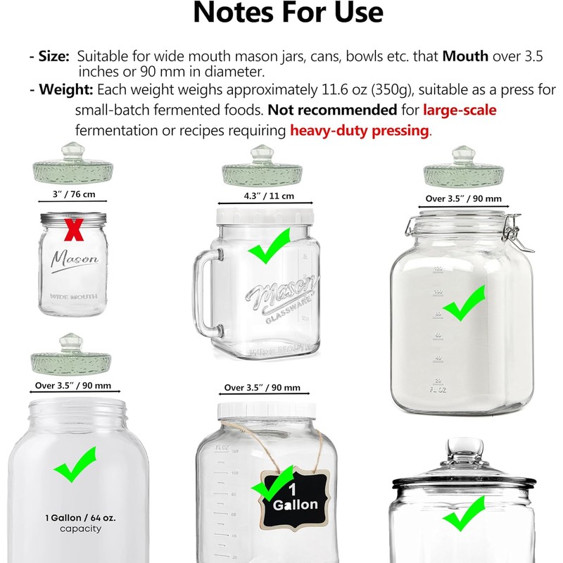 Fermentation Weights for Large Wide Mouth Gallon Mason Pickling Canning