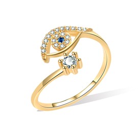 Evil Eye Ring Dainty Open Adjustable Rings Mal De Ojo Evil Eye Jewelry for Women Energy Protection Ring (style-3)