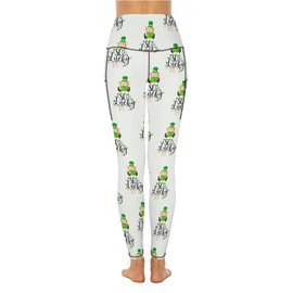 QIVICIMA Women High Waist Workout Leggings Shamrock Printed Gym Athletic Tummy Control Yoga Pants with Pockets A2 Shamrock M