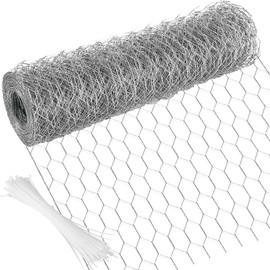 Chicken Wire 15.7 in x 393.7 in Poultry Wire Netting Hexagonal Galvanized Mesh Garden Fence Barrier for Pet Rabbit Chicken Fencing with 100 Pcs Cable Zip Ties
