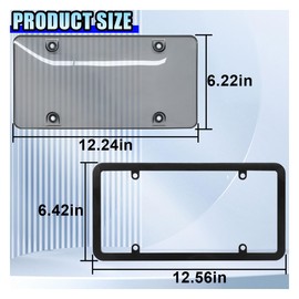 DUSCOKE 2PCS Clear Car License Plate Covers and Frames, Rust-Proof Auto Licenses Plates Holder with Screws & Caps, Universal Vehicle License Protector for Standard US Plates (Black Ink)