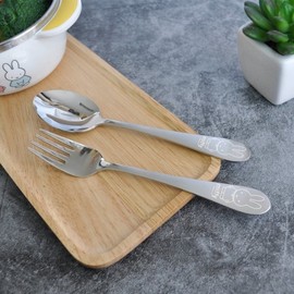 (KitchenU) Miffy Character Cutlery Set for Toddlers & Children, Stainless Steel Spoons & Forks, Daycare & Kindergarten Spoons, Commercial Use, Group Supplies / (키친유)유아 어린이 미피 캐릭터 수저 세트 스텐 스푼 포크 어린이집 유치원 숟가락 업소용 단체 준비물