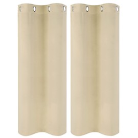 PiccoCasa Set of 2 Opaque Curtains with Eyelets Blackout Curtain Short Panel Curtain Bistro Curtain Modern for Kitchen Offices Living Room Bedroom Beige 114H x 66W cm
