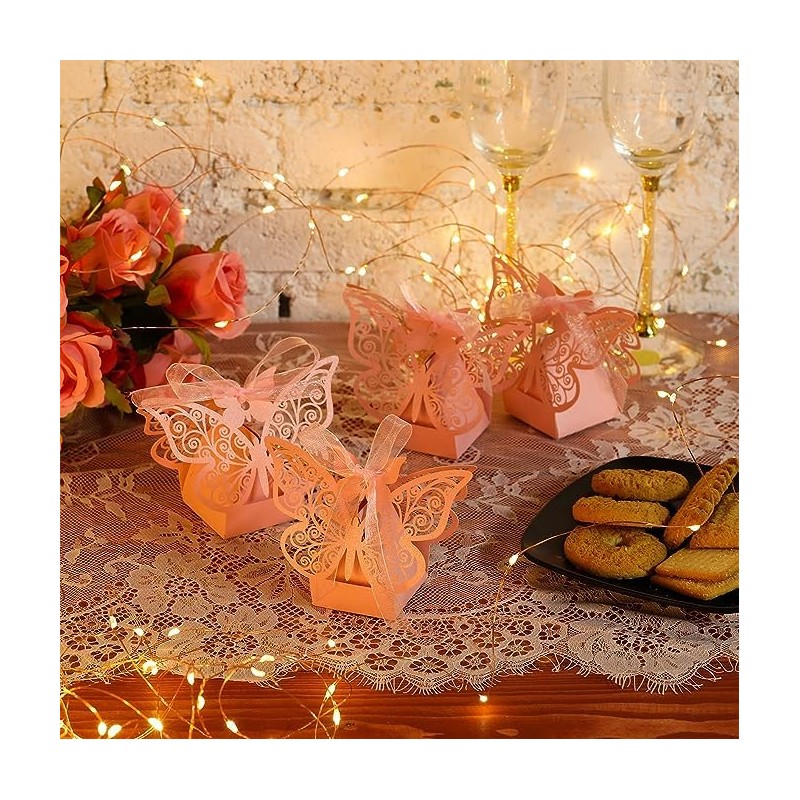 50 Pcs Butterfly Laser Cut Favor Boxes DIY Wedding Birthday
