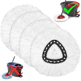 YOU ER MEI 4 Piezas Cabezales de Repuesto para Mopa Giratoria, Cabezales de Repuesto para Fregona de Microfibra, Suelos Fciles de Limpiar, Mop Head...