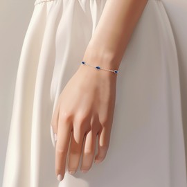 CDE Birthstone Bracelet for Women 925 Sterling Silver Charm Link Evil Eye Gothic Black Angle Eye Bracelet with Cubic Zirconia Anniversary Birthday Christmas Jewelry Gifts for Women Wife Girlfriend Her