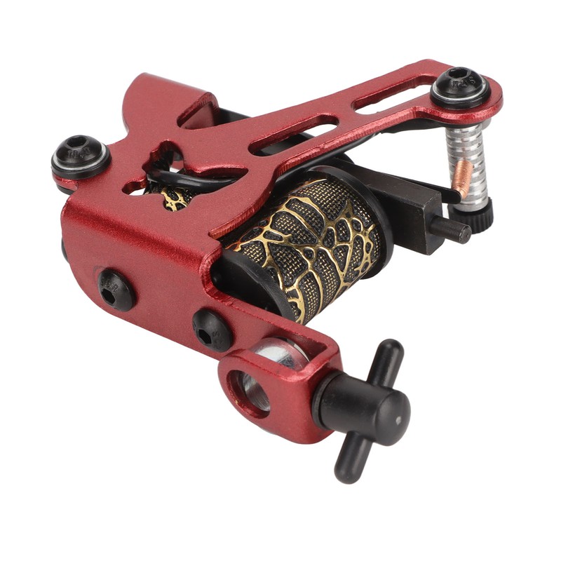 10 Wraps Coil Tattoo Machine Iron Frame Red Hollow Butterfly