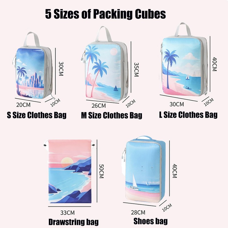 Compression Packing Cubes,5 Pcs Travel Packing Cubes Set,Lumobrilla Travel Organisers