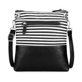 Newshows Women Lightweight Crossbody Bag Purse with Tassel Medium Canvas PU Leather, Zipper