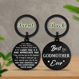 iyaone Best Godmother Gifts - Godmother Birthday Keychain - Godmother Mother's Day Christmas Keychain Gifts from Goddaughter Godson