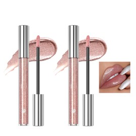 Tkekruh 2PC Flüssiger Lippenstift, 2-in-1 Lipstick＆Lidschatten Lippenstift, Antihaft-Lipgloss, Eyeshadow Mehrzweckfarbe, Langanhaltende Farbe, Lipstick Lipsticks, Helles Rosa, Light Pink