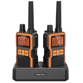 Midd Kacy MK108 Walkie Talkies,2 Way Radio Long Range,60 Channel GMRS Radio with 121 Privacy Codes,IP55 Waterproof,SOS,NOAA Weather Alerts,VOX,Dual Watch(Black/Orange,2 Pack)