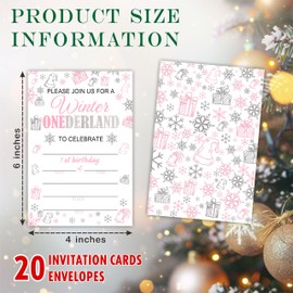 4"x6" Christmas Birthday Party Invitation Cards With Envelopes - Please Join Us For A Winter Onederland - Winter Wonderland Invites For Baby 1st Birthday - Christmas Party Supplies - A04