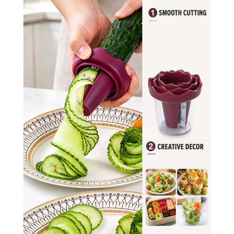 Spiral Vegetable Fruit Slicer Cutter, Flower Salad Decorating Maker