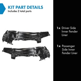 TRQ Inner Fender Liner Set Compatible with 1997-2001 Mitsubishi Mirage MI1248101 MI1249101