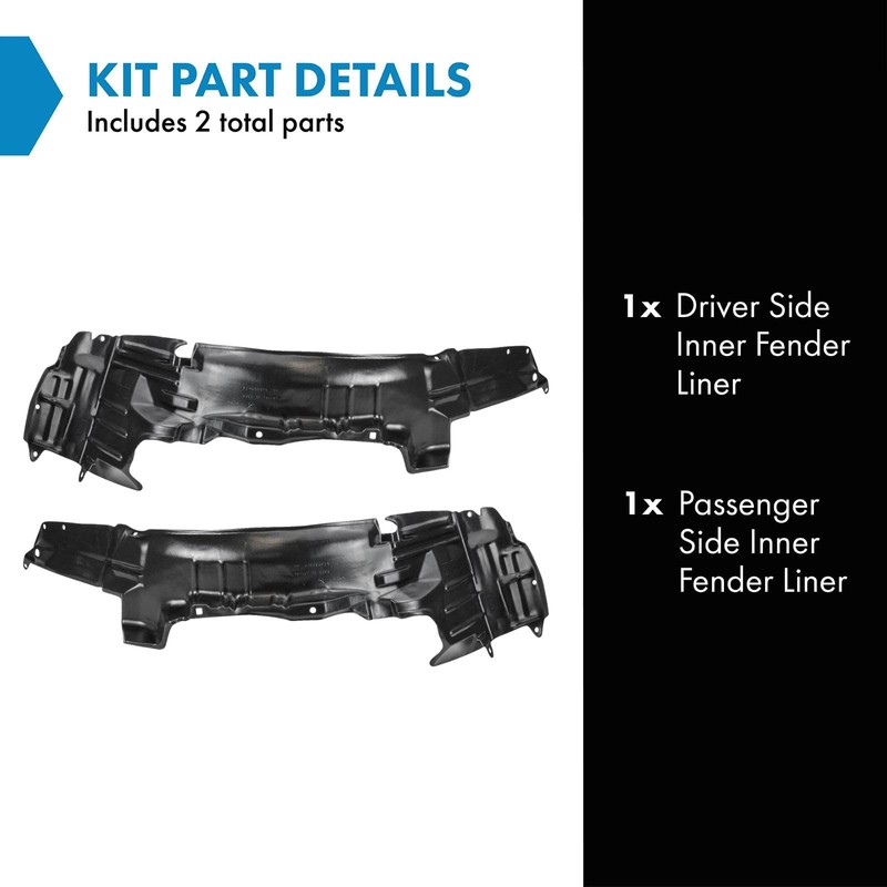 TRQ Inner Fender Liner Set Compatible with 1997-2001 Mitsubishi Mirage