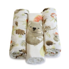 Bubba Blue New Aussie Animal Muslin Wraps (Pack of 3)