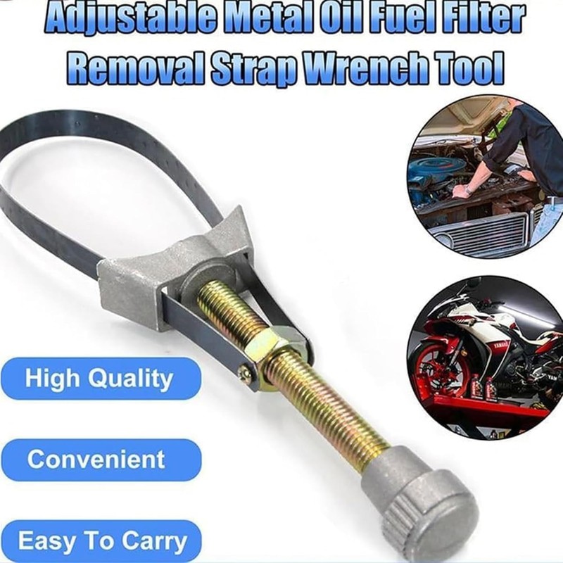 Adjustable Oil Filter Wrench - OilFilter Removal Tool with Non-Slip