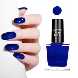 QIUFSSE Navy Blue Nail Polish Fast Drying Nail Polish,Shimmer Fingernail Polish No Need for UV/LED Nail Lamps,Vegan Esmaltes Para Uñas,0.43 fl oz (Blue)
