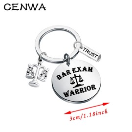 CENWA Bar Exam Warrior Keychain Funny Law School keychain Law Graduation Gift Bar Exam Prep Gift, Grey