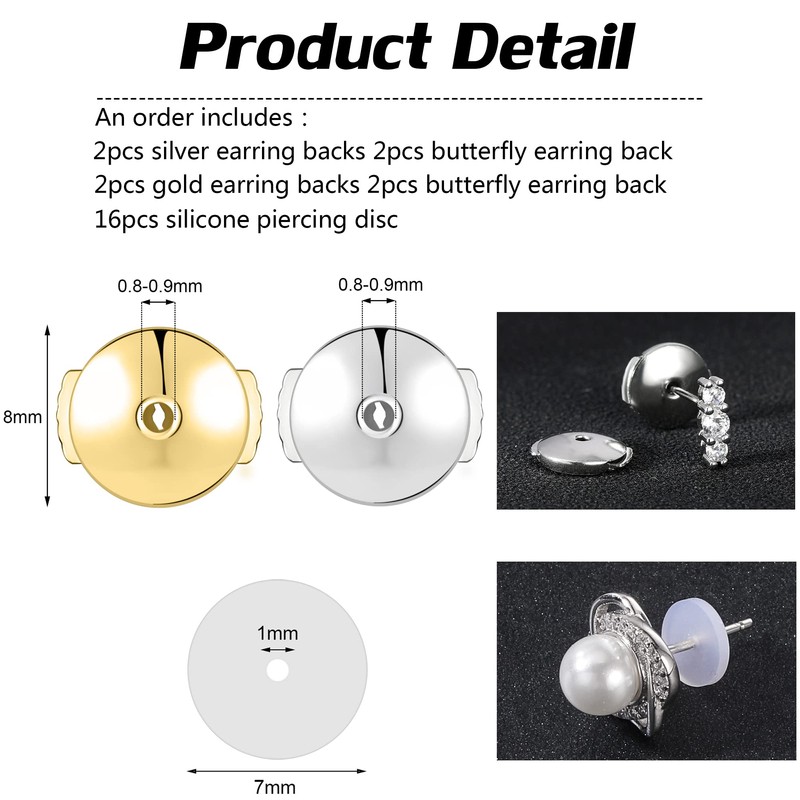 AoedeJ Stainless Steel Locking Earring Backs for Studs Locking Earring