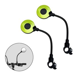 Seelulu Bike Mirror Handlebar Mount, Adjustable Rotatable Bicycle Rear View Mirror, Wide Angle Acrylic Convex Safety Mirror for Mountain Road Bike (yellow)