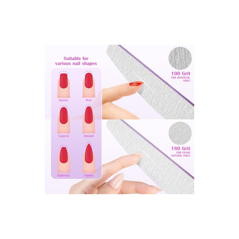 Lima de uñas: 100/180 Gritfor Nails, 10 unidades Zebra Double