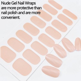 VOTACOS 16pcs Gel Nail Polish Strips No LED Lamp Needed Nude Gel Nail Wraps with 5D Flower Nail Stickers Decals for Women Nail Art Design Nail File&Wooden Stick Cleaning Tablets Contain