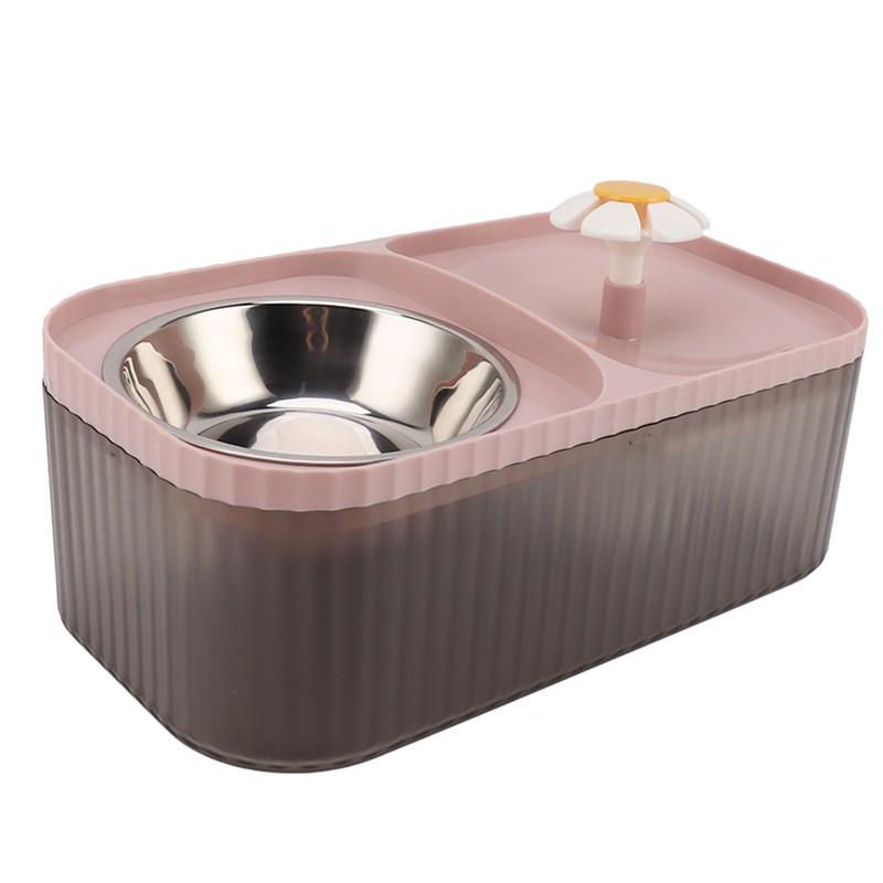 Cat Water Fountain Food Bowl High Capacity Quiet 2 In