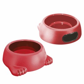 Plastic Dog Bowls Set – Stylish, Durable, and Functional Pet Feeding Bowls for Dogs and Cats -(Pack 2) - (Glamour - RED, Large - 33.8oz)