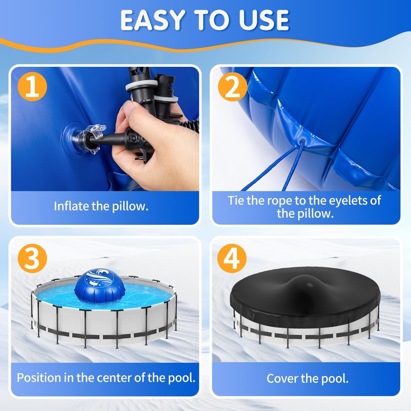 7 FT Pool Pillow for Above Ground Pools, Round Winter