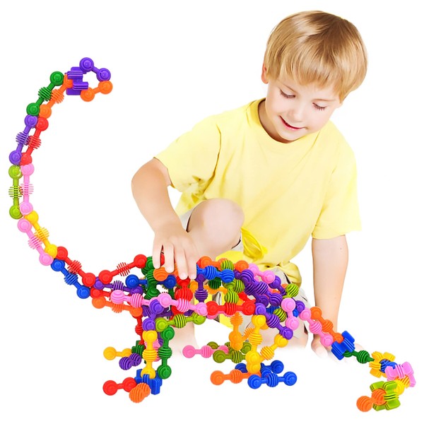 Kids Building Blocks STEM Toys, 100 PCS Create Puzzle Plastic