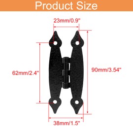 Kyuionty 12 Pack H-Shape Cabinet Hinges, 3.5 Inch Length Hammercraft Flat Flush Mount Door Hinges for Kitchen Cupboard Wardrobe (Black)