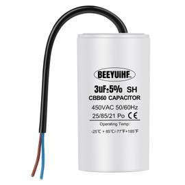 BEEYUIHF CBB60 450V 3uf Motor Capacitor, 50/60Hz Capacitors, Starting Capacitor with Cable, 3µF 450V Motor Capacitors for Electric Motor - 34 x 65 mm