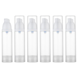 Lulupack Travel Pump Bottle for Lotion - Airless Pump Container 1.7oz Empty for Cosmetic Oil - Small Dispenser Refillable for Travel Size Shampoo Mini Jar Toiletry Foundation Makeup 50ml 6pcs Clear