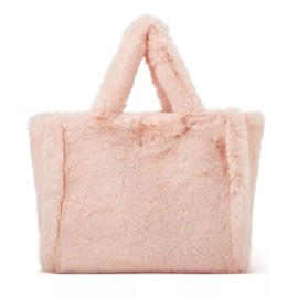 Unbranded Large Pink Tote Bag Shoulder Bag Fleece Faux Fur Hobo Handbag New