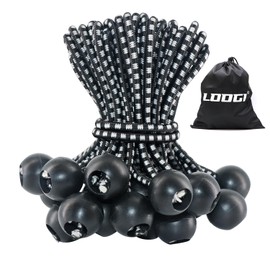 LOOGI Bungee Cords with Ball Pack of 25, Tarpaulin Tensioners with Ball 15 cm, Rubber Tensioner, Tent Elastics Expander Loops, Rubber Loops for Tarpaulins, Tent Banner