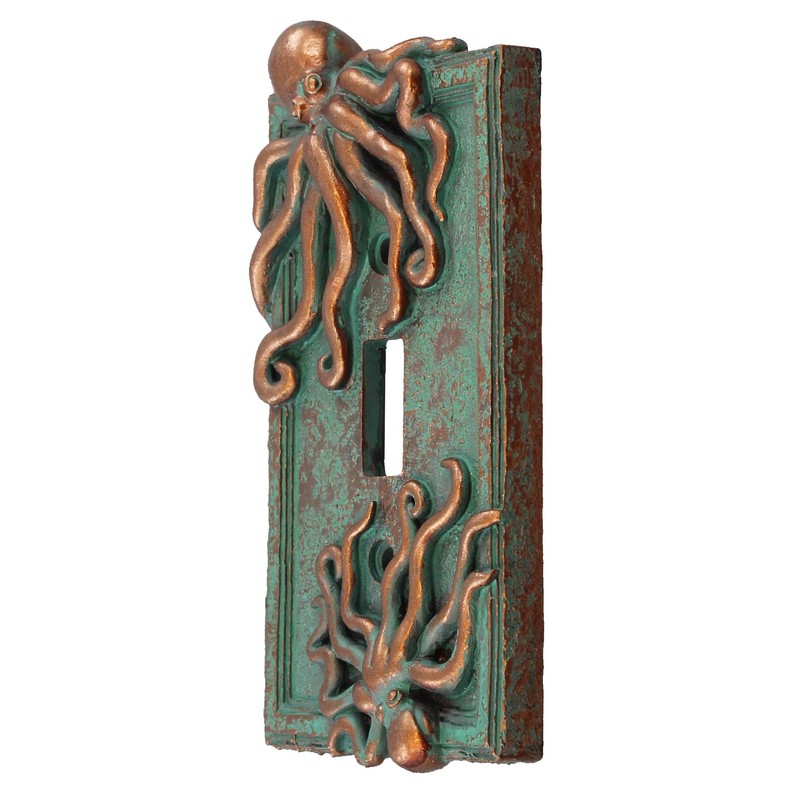 Top Brass Large Octopus/Kraken Electrical Cover Wall Plate Bronze/Verdigris Finish