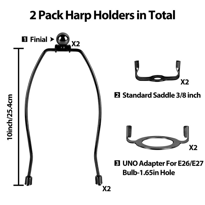 2 Set Lamp Harp Holder, Lamp Shade Holder with Replaceable