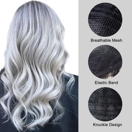 VOSSOT Women's Wig, Women's Long, Grey Wig, Silver, Stylish Comfortable Ombre Wig, 26 Inch Wig, Long Wigs for Daily Use Parties Cosplay