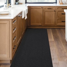 SALLOUS Hallway Runner Rug, 2' x 6' Low-Pile Runner Mat for Hallway, Non-Slip Washable Area Rug for Kitchen, Entryway, Floor Protector Mat for Home, Runner Carpet for High Traffic Areas (Black)