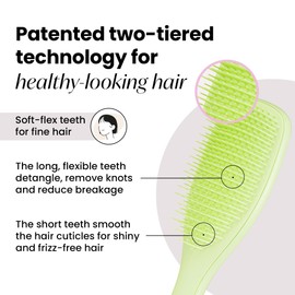 Tangle Teezer Plant-Based Ultimate Detangler Brush, Dry & Wet Hair Brush, Eliminates Knots & Reduces Breakage for Colour-Treated, Fine & Fragile Hair Types, Matcha Green