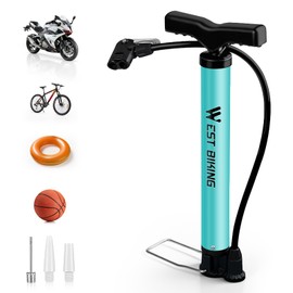 LINGHUANG Bicycle Pump All Valves, Air Pump Bicycle 8.3 Bar / 120 PSI, Bicycle Air Pump for French Valves and Adapter, Floor Air Pump Bicycle for Motorcycle, E Bike, Car & Sports Goods