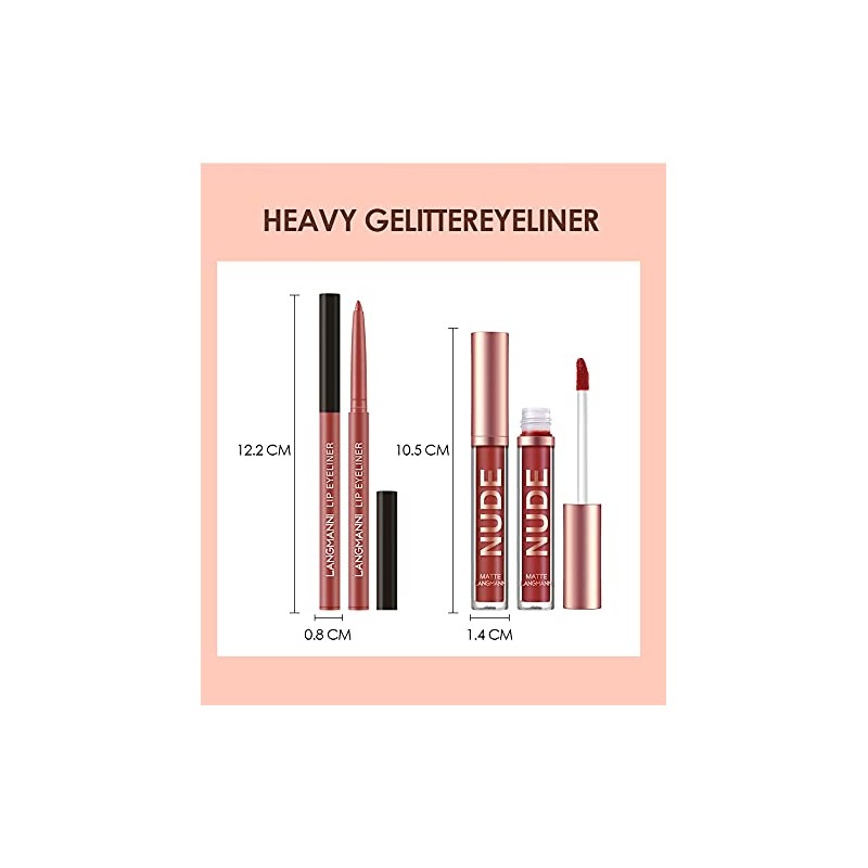 6 Pcs Velvety Matte Lip Gloss + lip Liner Set