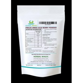 Herbal Magic's Freeze Dried Acai Berry Powder - Wild-harvested - Delicious Smoothies, Puddings and Dessert- Free from Fillers & Preservatives-100g (Pack of 1)