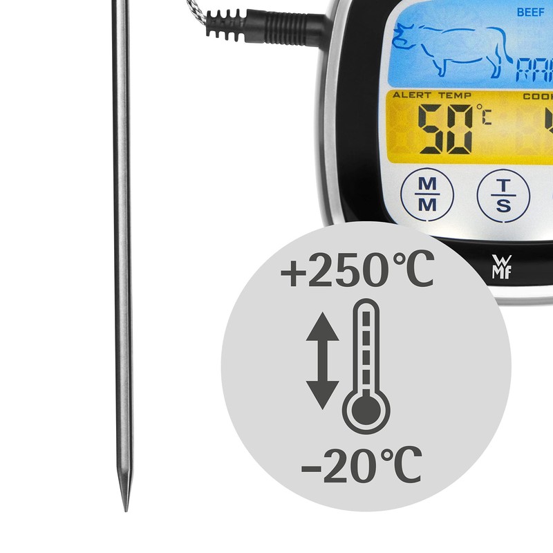 WMF BBQ digital thermometer, grill thermometer with 5 cooking levels,